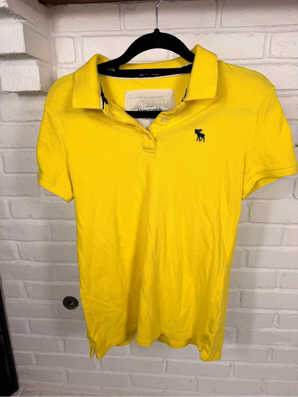 Abercrombie & Fitch Yellow Stretch Polo Shirt Women’s Large Y2K